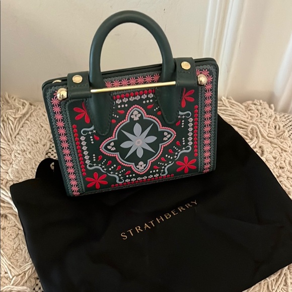 Strathberry Handbags - Strathberry Nano Tote Green and Pink Satchel with Structured Design. Never worn
